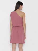 Load image into Gallery viewer, One shoulder Dress with blouson waist and patch pockets
