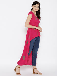 High Low Block Printed Top