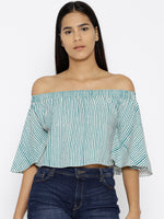 Load image into Gallery viewer, Off shoulder Striped crop top

