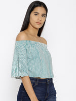 Load image into Gallery viewer, Off shoulder Striped crop top
