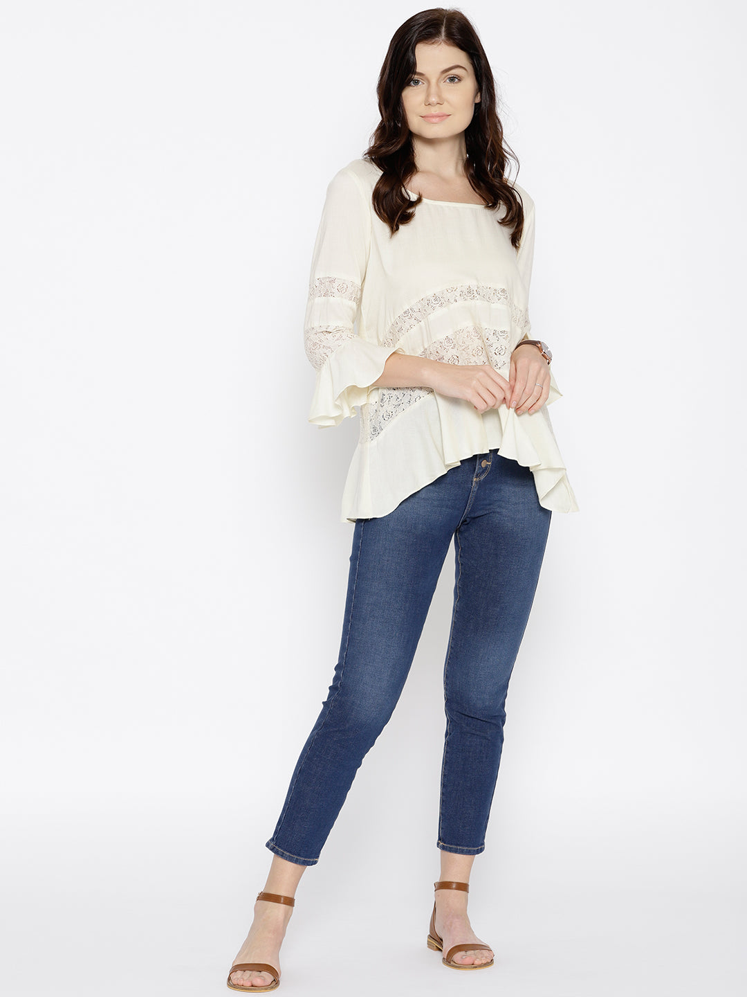 Flared lace insert top