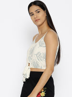 Front tie printed crop top in Blue