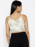Front tie printed crop top in Blue