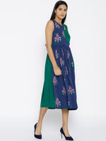 Load image into Gallery viewer, Ikat Print Midi Dress with overlap neck
