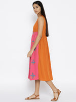 Load image into Gallery viewer, Ikat Print Midi Dress with overlap neck
