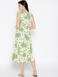 Geometric print skater dress with side cut out
