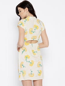 Back Horizontal slit Printed Mini Dress