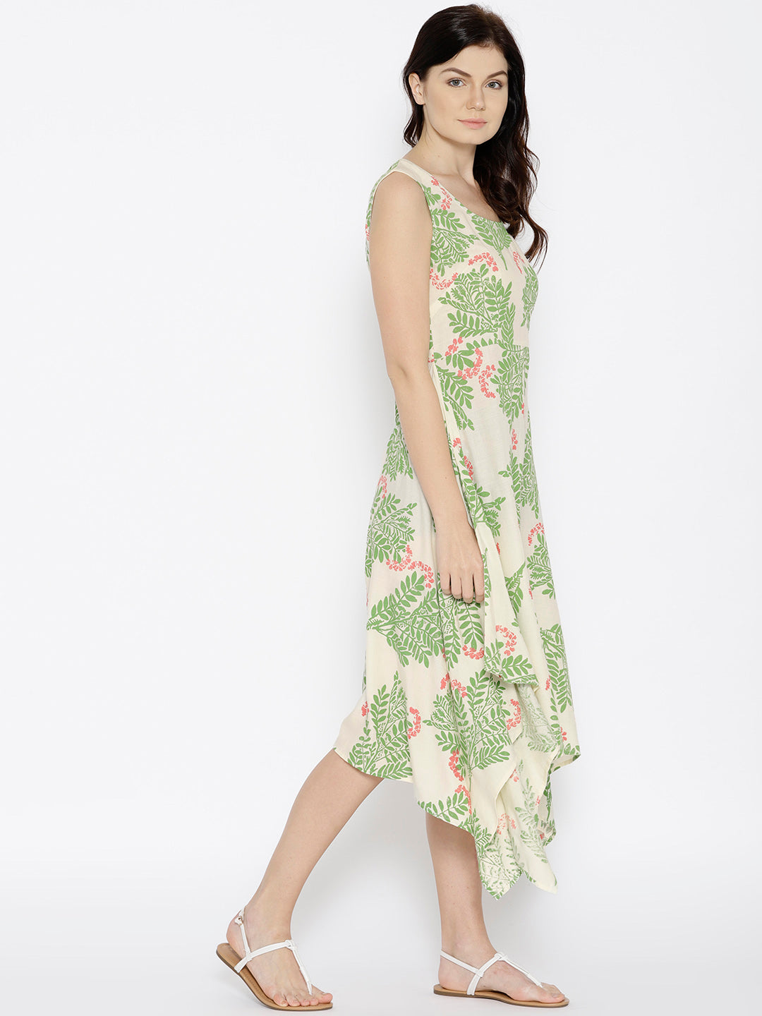 Hankerchief hem printed dress