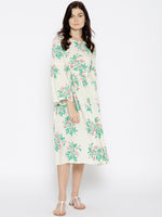 Load image into Gallery viewer, Foral Print Midi Dress with bell sleeve
