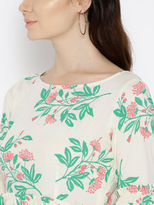 Foral Print Midi Dress with bell sleeve