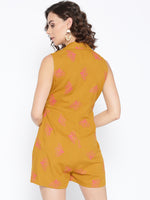 Load image into Gallery viewer, Overlap collar short jumpsuit with bee print
