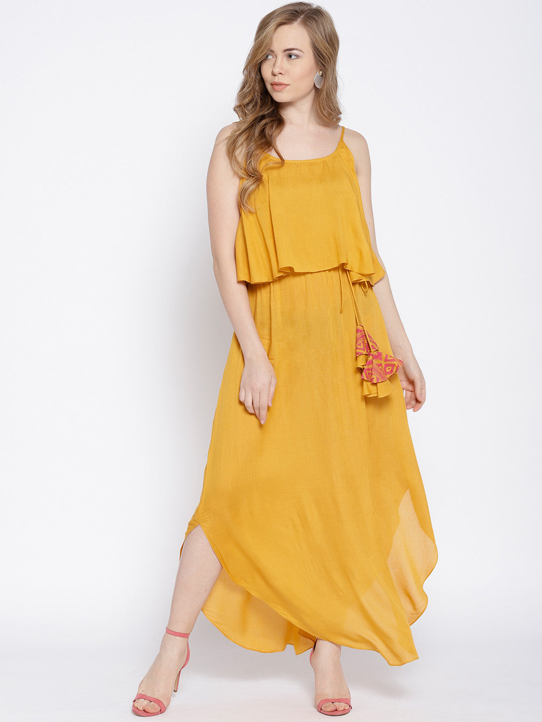 Flare yoke with U hem long dress