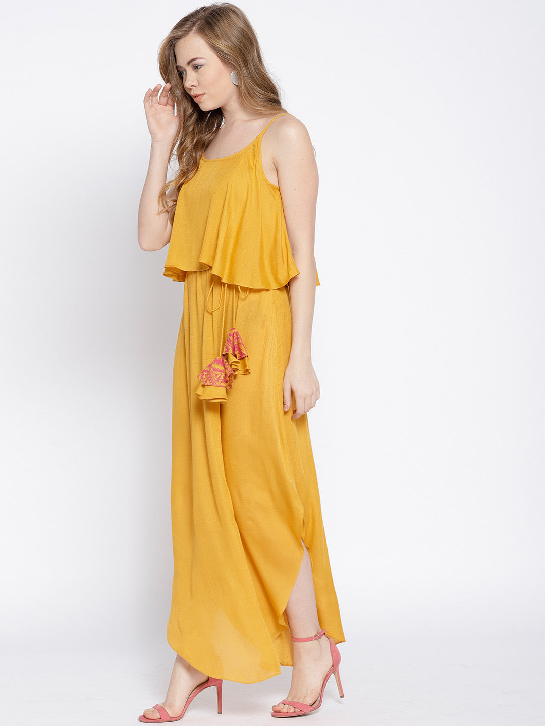 Flare yoke with U hem long dress