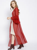 Layered frill sleeve shrug in Maroon