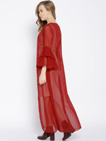 Layered frill sleeve shrug in Maroon
