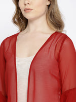 Layered frill sleeve shrug in Maroon