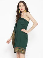 Load image into Gallery viewer, One shoulder Gold print mini dress
