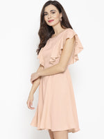 Load image into Gallery viewer, Frill sleeve deep back skater dress
