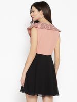 Load image into Gallery viewer, Broad collar with block print Skater Dress
