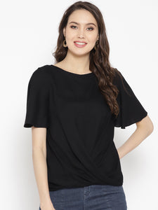Front Surplice Top in Black