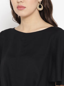 Front Surplice Top in Black