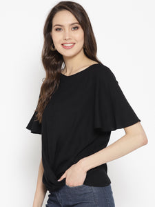 Front Surplice Top in Black