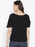 Front Surplice Top in Black