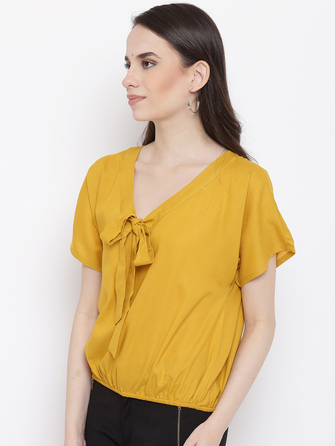 Front neck tie up top in Yellow