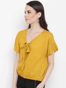 Front neck tie up top in Yellow