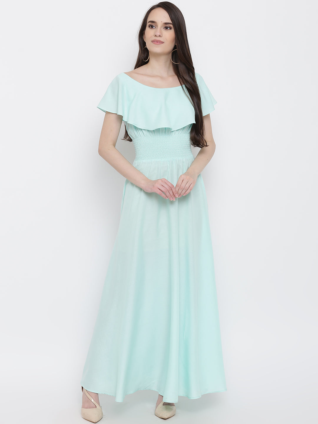 Smocking on waist maxi dress
