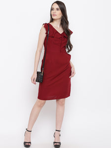 Front loop button pencil dress