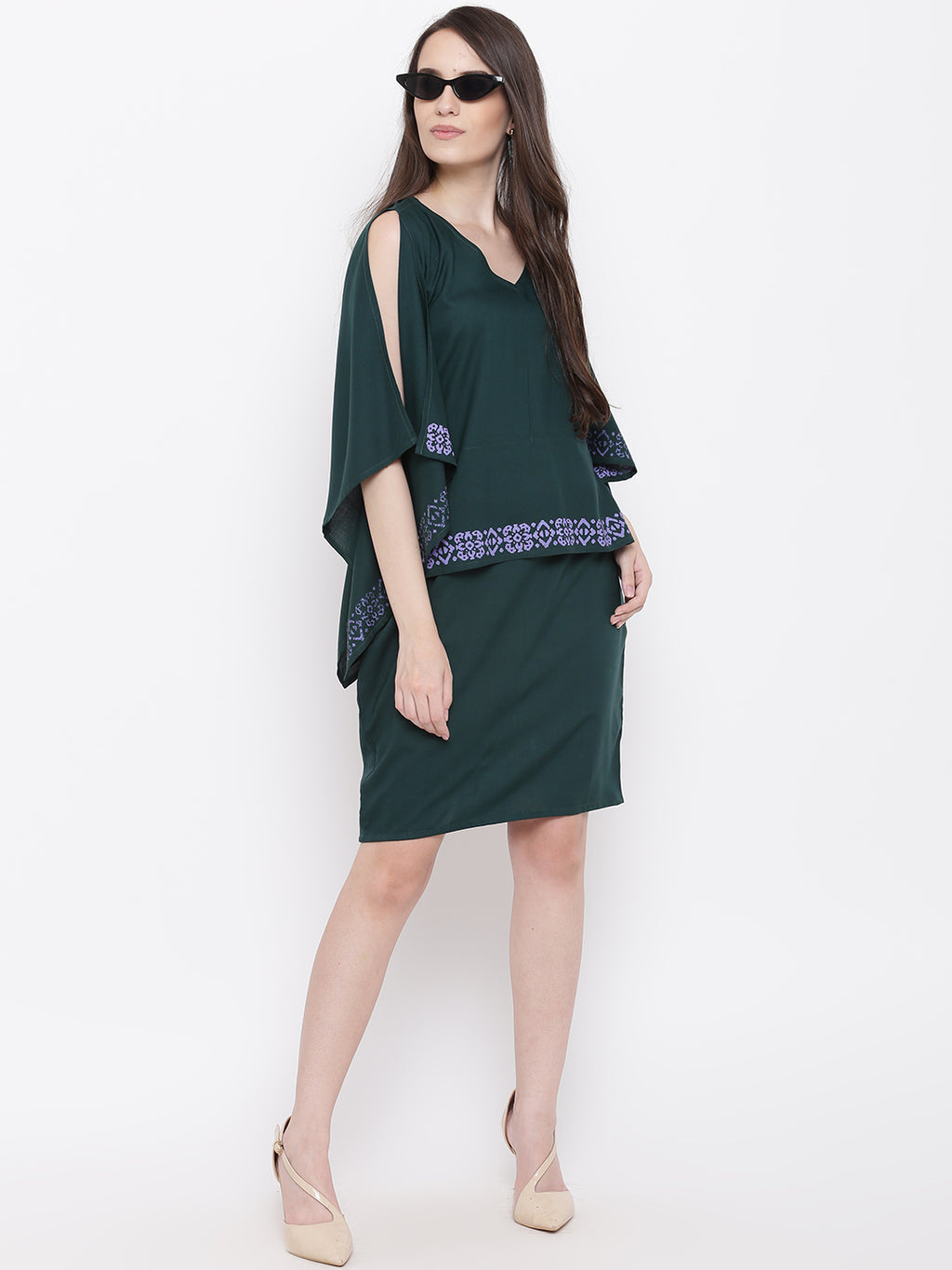 Kaftan sleeve yoke mini dress