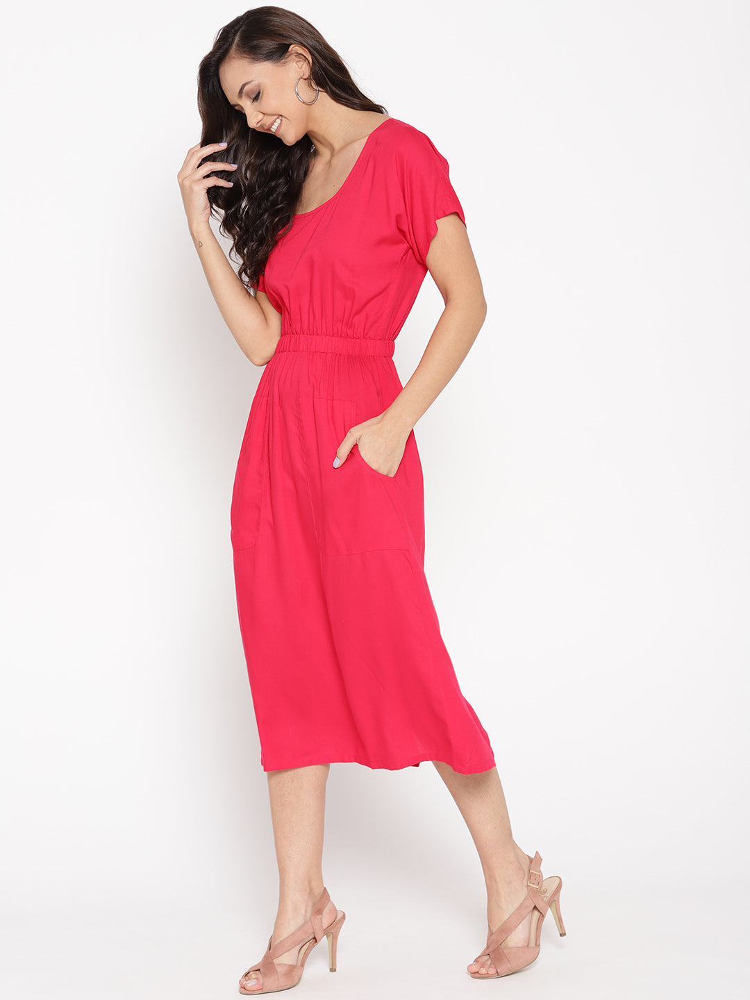 Deep Back With Placket midi dress