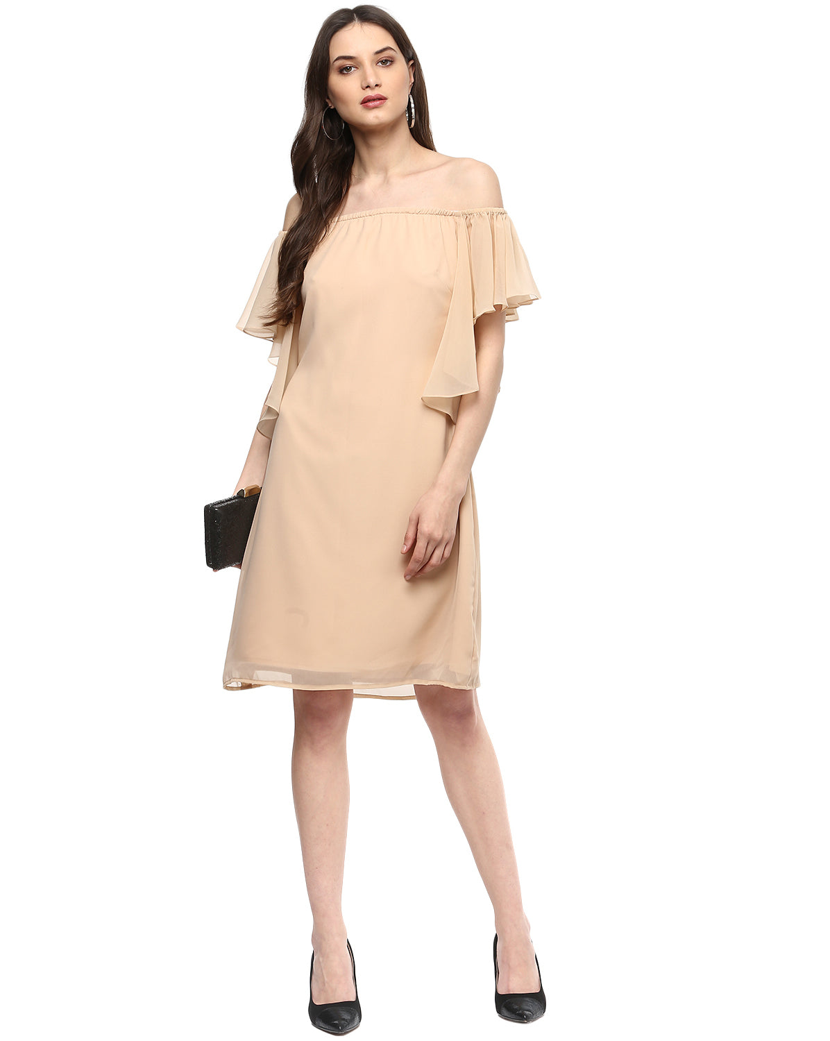 Off shoulder frill sleeve Dress