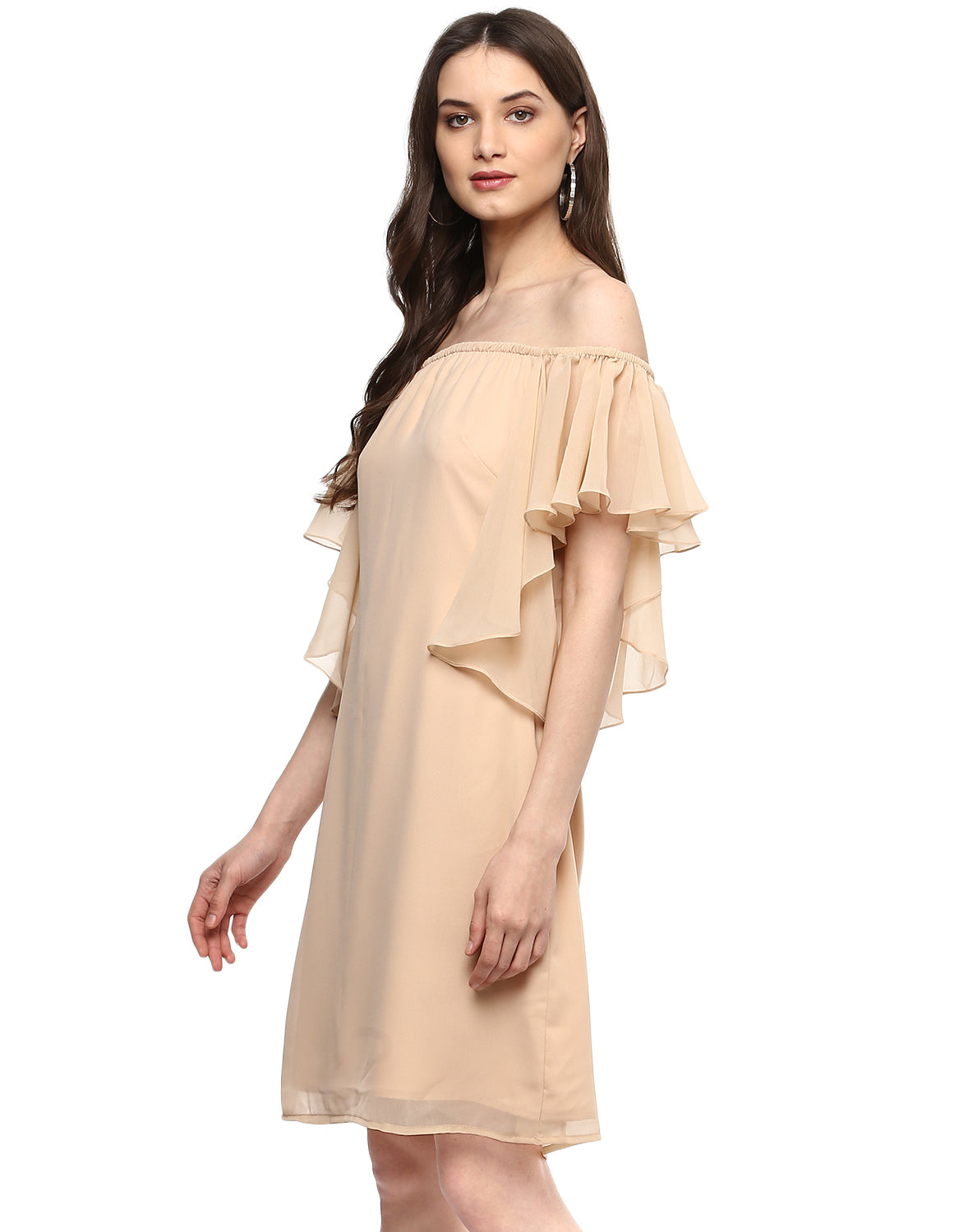 Off shoulder frill sleeve Dress