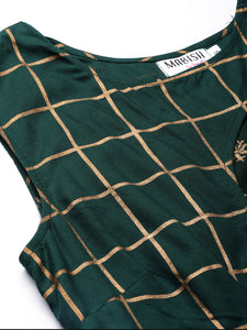 Printed Midi Dress with asymmetric overlap neck