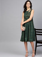 Load image into Gallery viewer, Printed Midi Dress with asymmetric overlap neck
