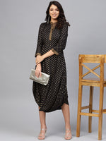 Load image into Gallery viewer, Front Cowl chinese collar printed dress

