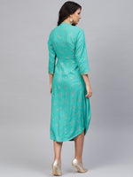 Load image into Gallery viewer, Front Cowl chinese collar printed dress
