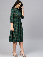 Load image into Gallery viewer, Printed Midi dress with mock waistcoat
