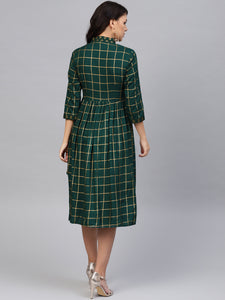 Printed Midi dress with mock waistcoat