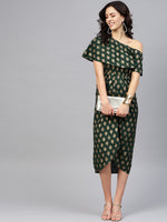 Load image into Gallery viewer, One Shoulder yoke overlap printed dress
