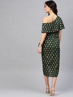 Load image into Gallery viewer, One Shoulder yoke overlap printed dress
