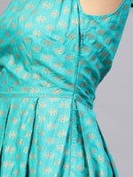 Load image into Gallery viewer, Deep back box pleated Midi Printed Dress
