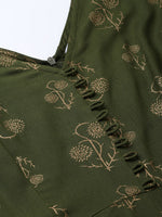 Load image into Gallery viewer, Front loops with flare pleated pants printed jumpsuit
