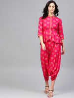 Load image into Gallery viewer, Peplum yoke with low crotch printed jumpsuit
