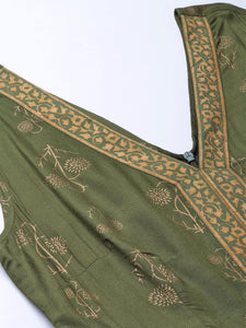 Front borders with kalidar pants printed jumpsuit