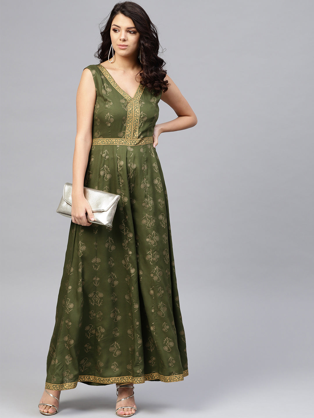 Front borders with kalidar pants printed jumpsuit