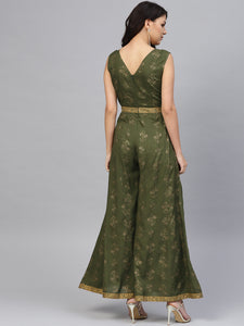 Front borders with kalidar pants printed jumpsuit