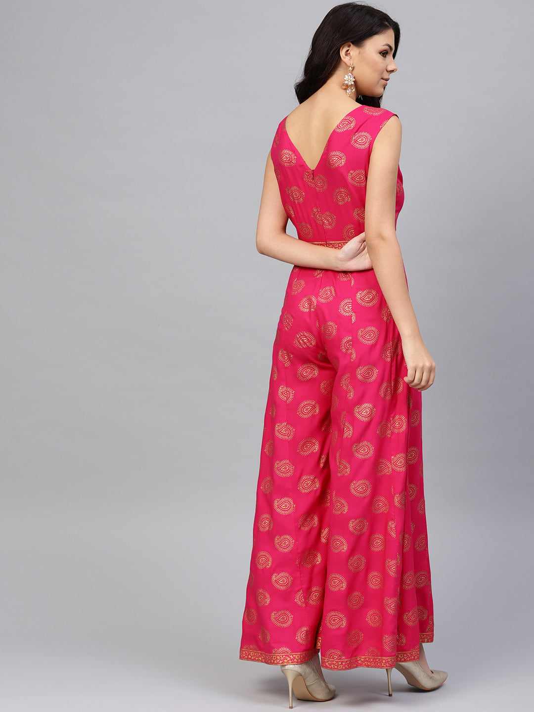 Front borders with kalidar pants printed jumpsuit